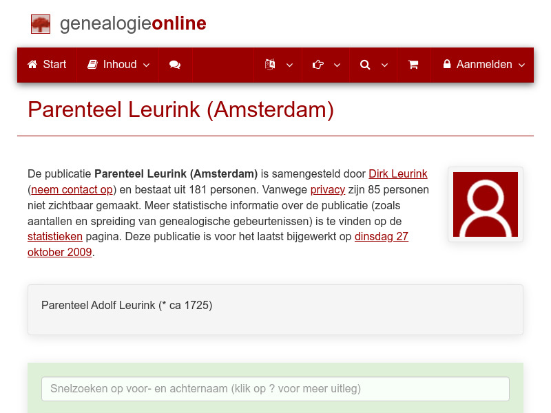 Screenshot van website