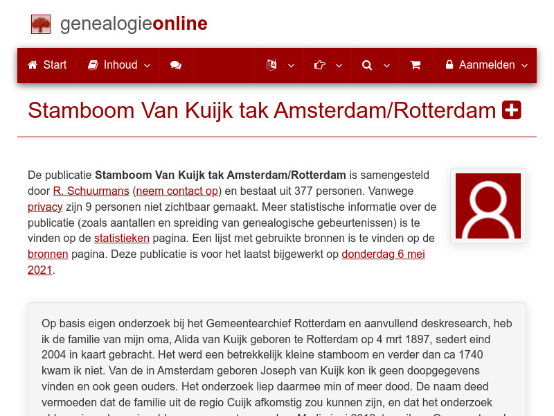 Screenshot van website