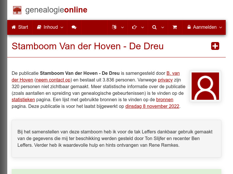 Screenshot van website