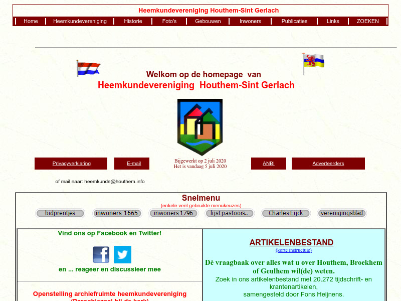 Screenshot van website