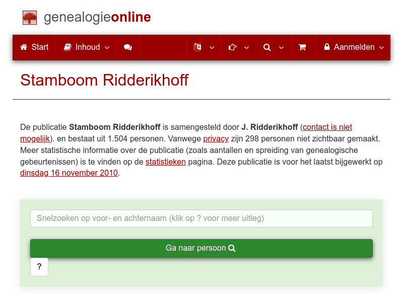 Screenshot van website