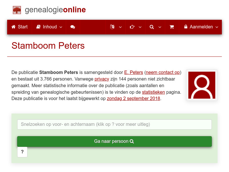 Screenshot van website