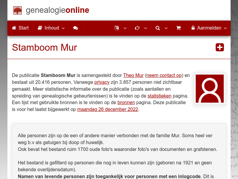 Screenshot van website