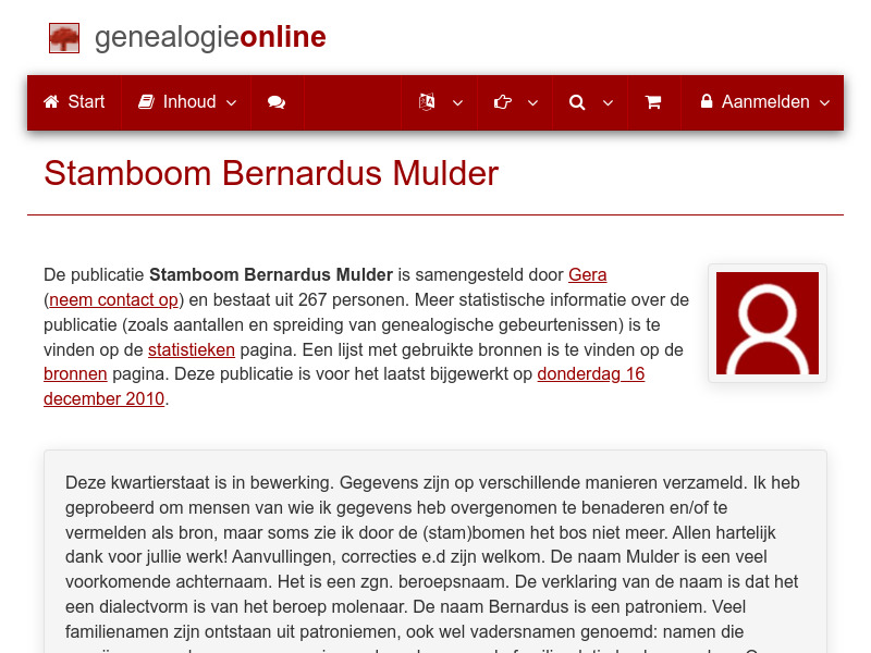 Screenshot van website