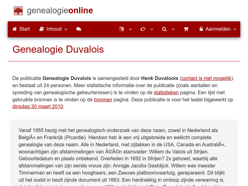 Screenshot van website
