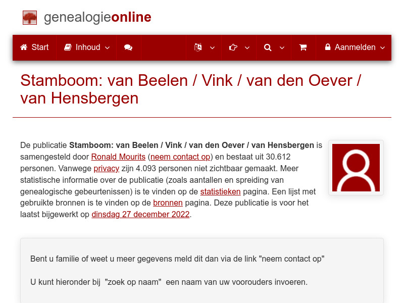 Screenshot van website