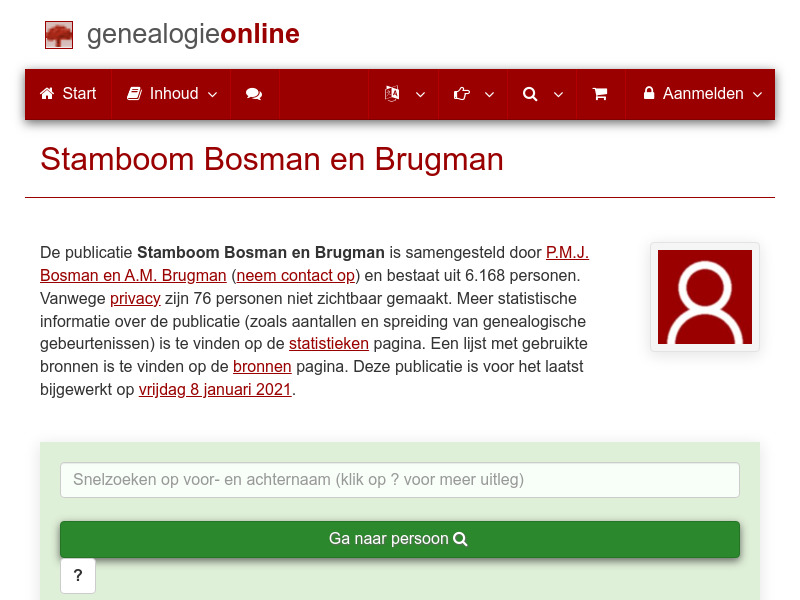 Screenshot van website
