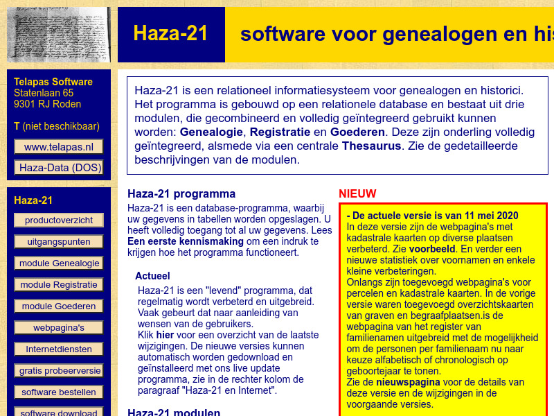 Screenshot van website