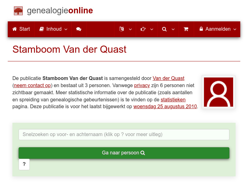 Screenshot van website