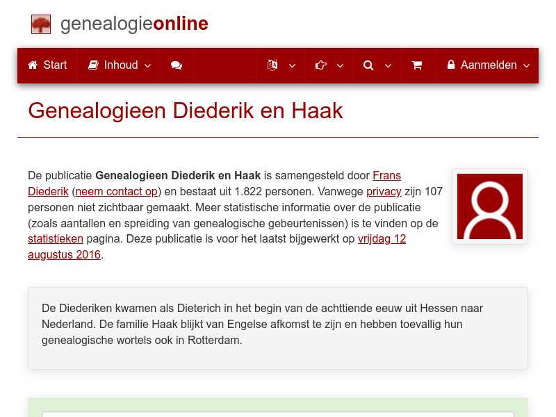 Screenshot van website