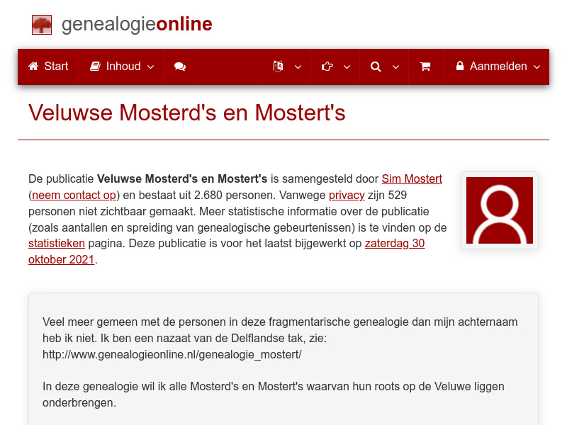 Screenshot van website