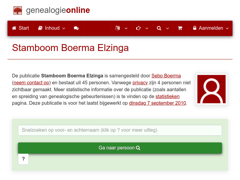 Screenshot van website
