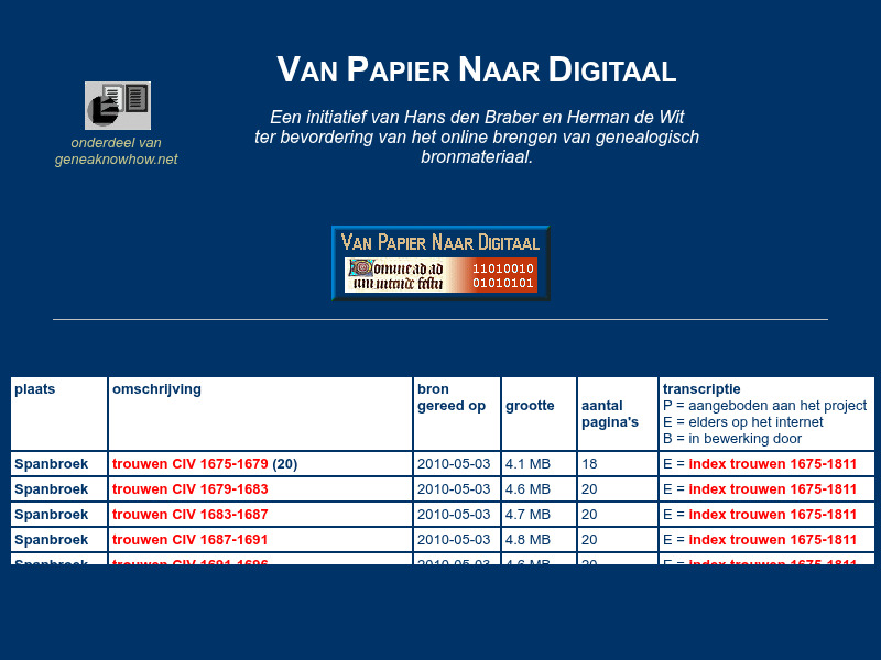 Screenshot van website