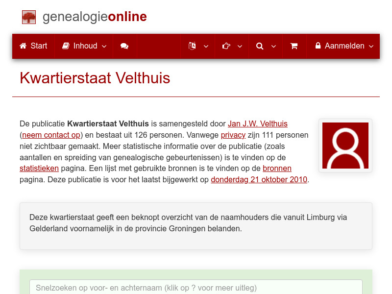 Screenshot van website