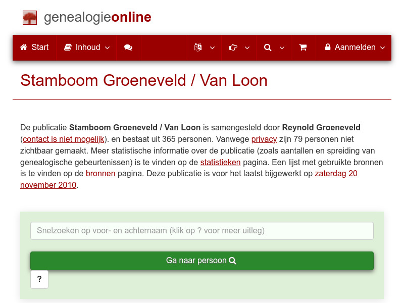 Screenshot van website
