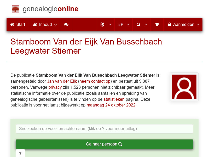Screenshot van website