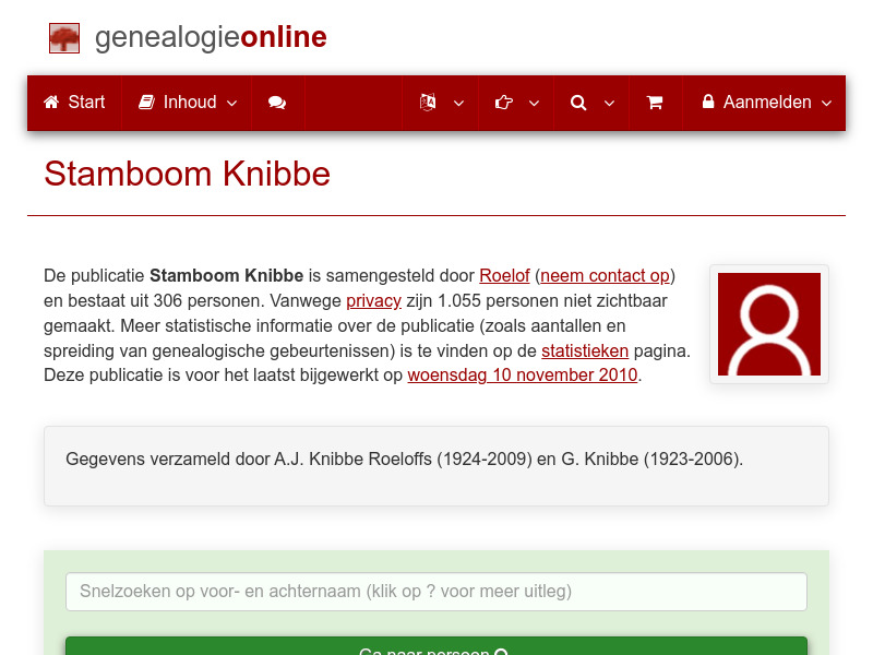 Screenshot van website