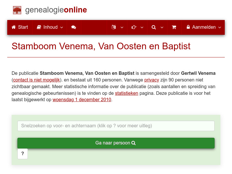 Screenshot van website