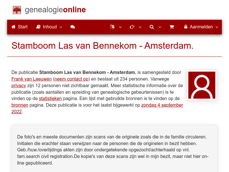 Screenshot van website