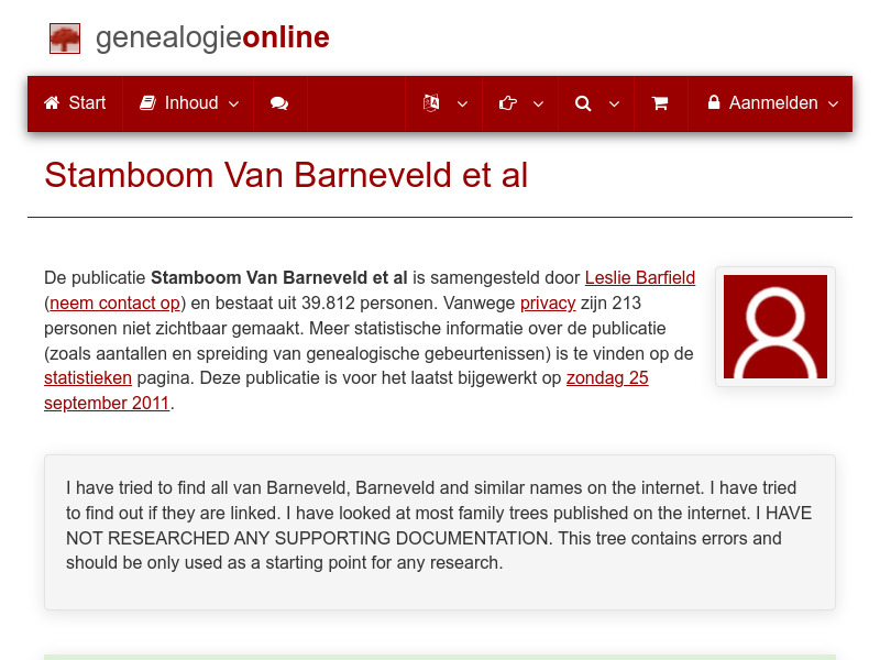 Screenshot van website