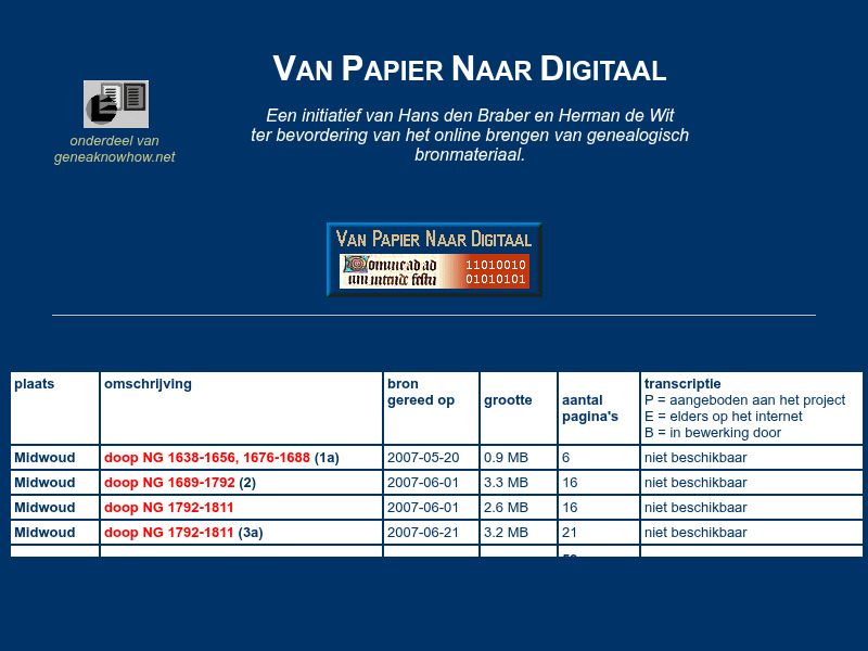 Screenshot van website