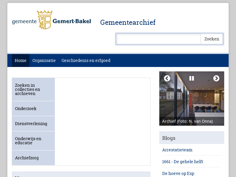 Screenshot van website
