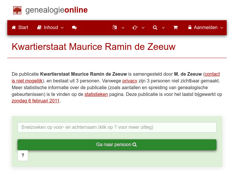 Screenshot van website
