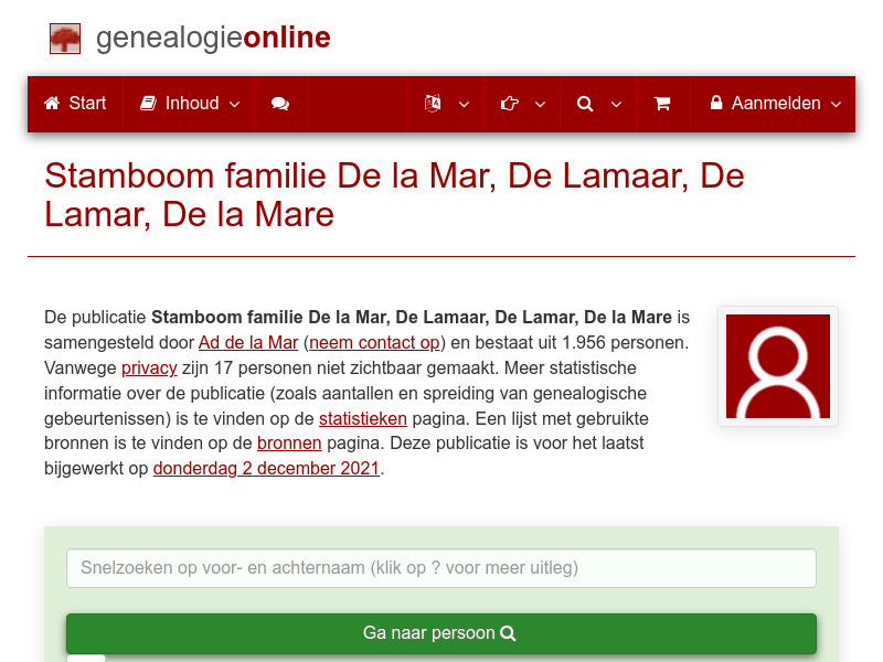 Screenshot van website