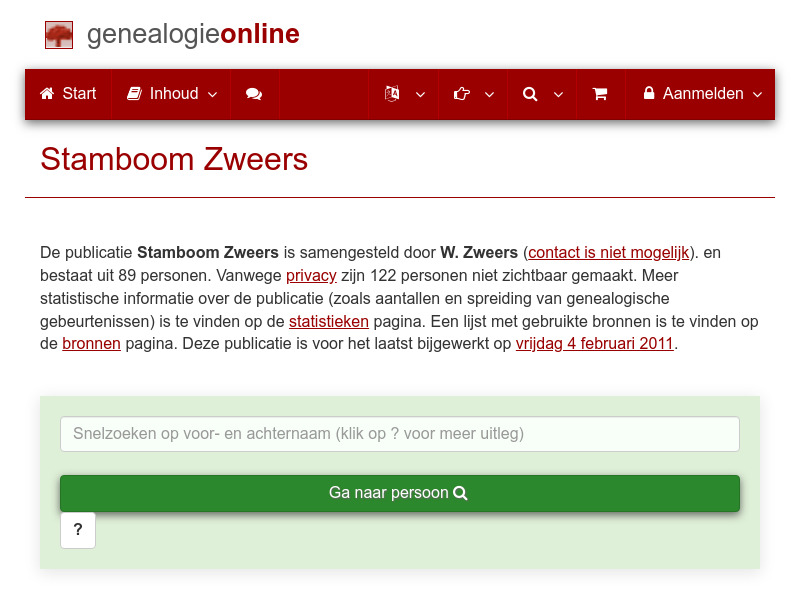 Screenshot van website