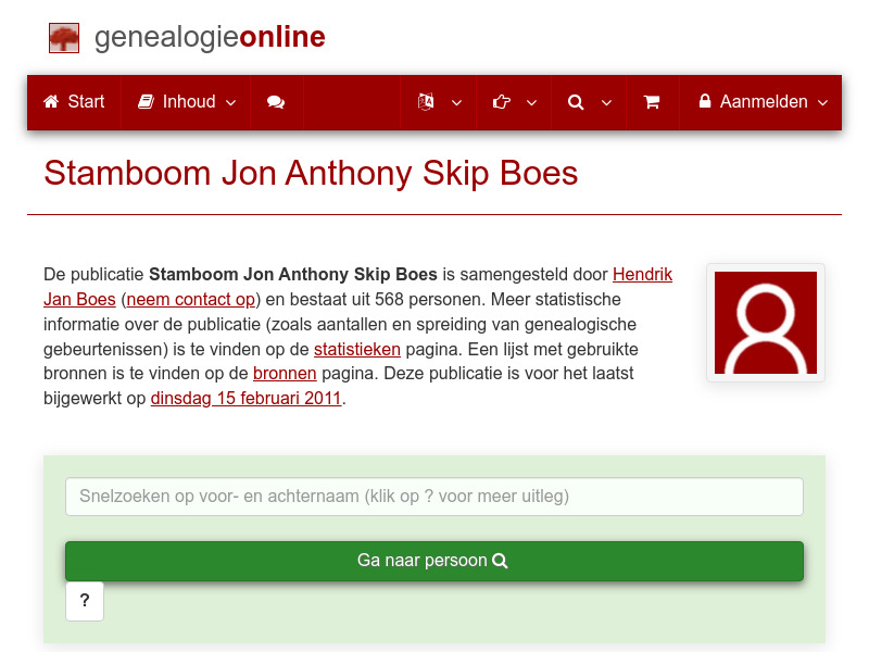 Screenshot van website