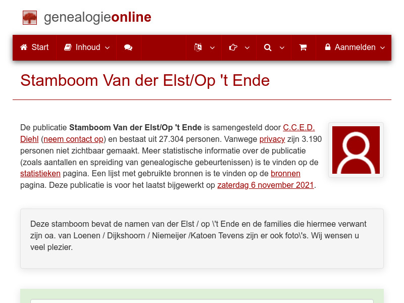 Screenshot van website