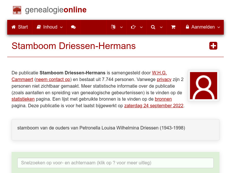 Screenshot van website