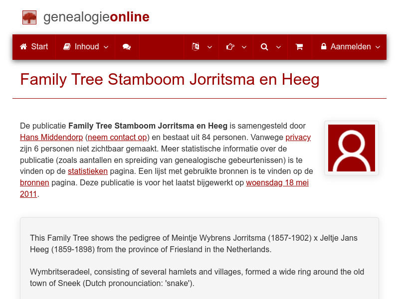 Screenshot van website