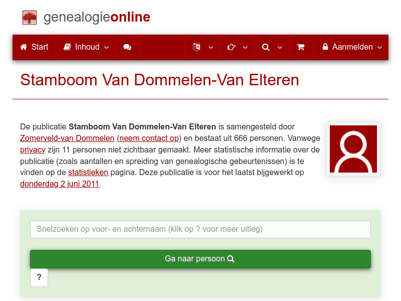 Screenshot van website