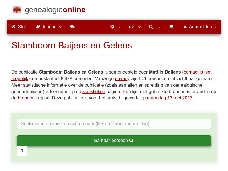 Screenshot van website