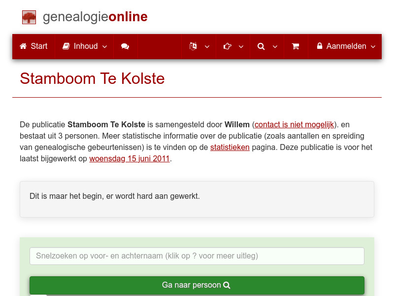 Screenshot van website