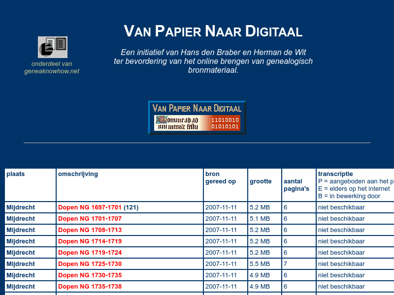 Screenshot van website
