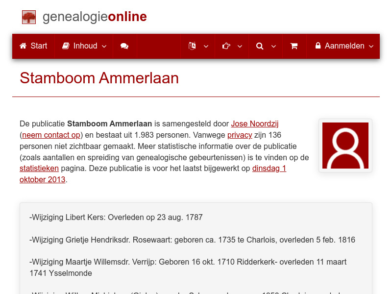 Screenshot van website