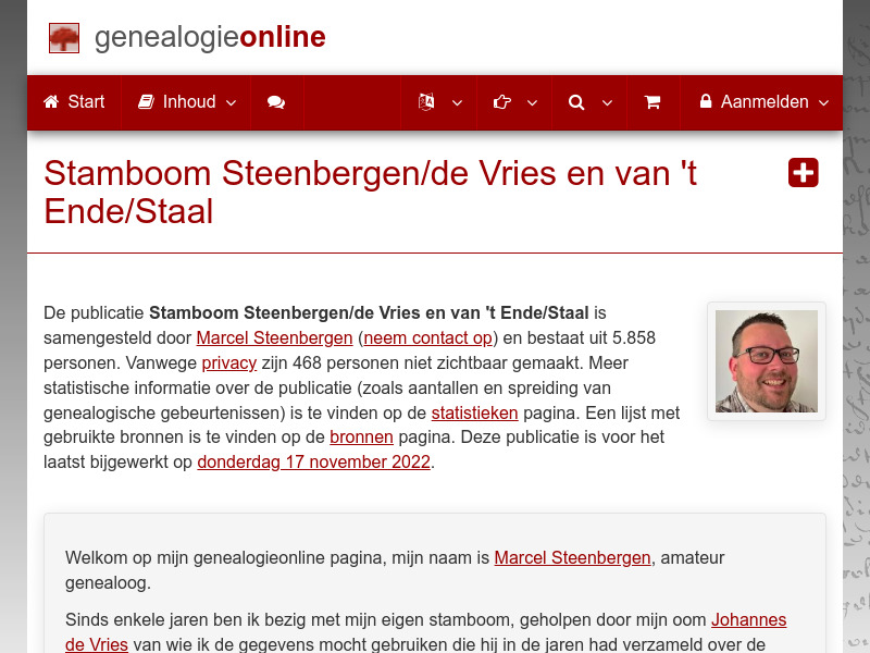 Screenshot van website