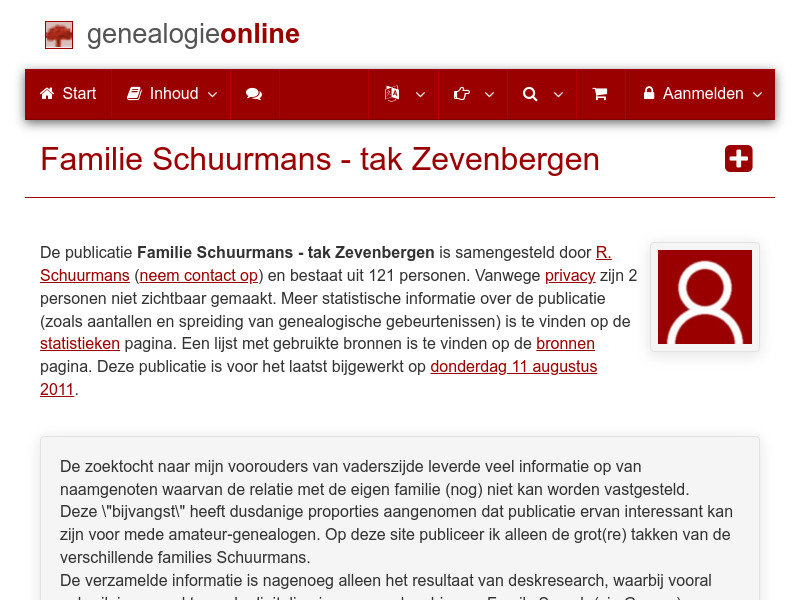 Screenshot van website
