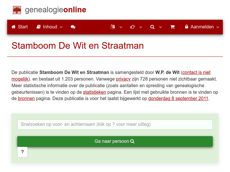 Screenshot van website