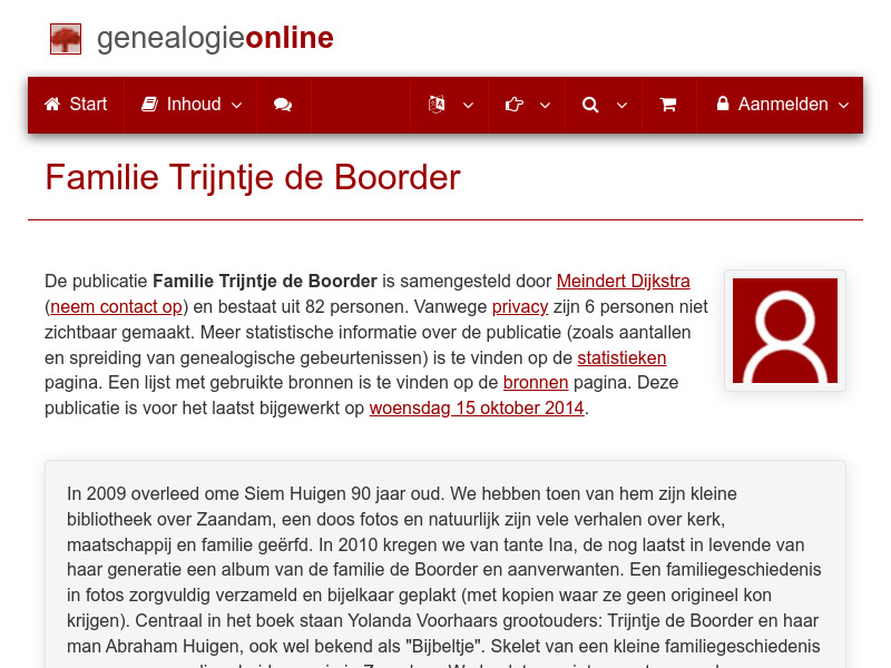 Screenshot van website