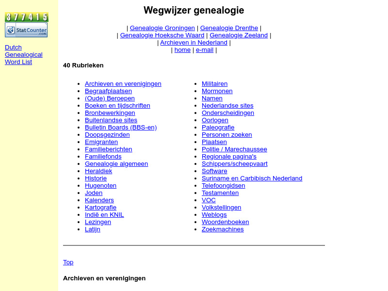 Screenshot van website