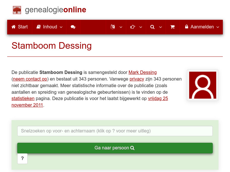 Screenshot van website