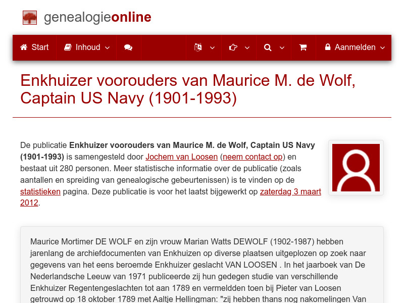 Screenshot van website