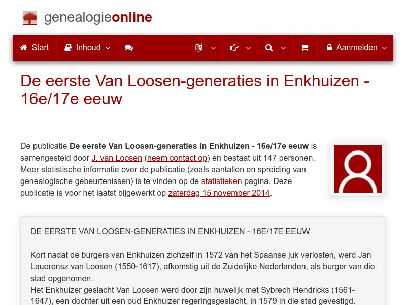 Screenshot van website