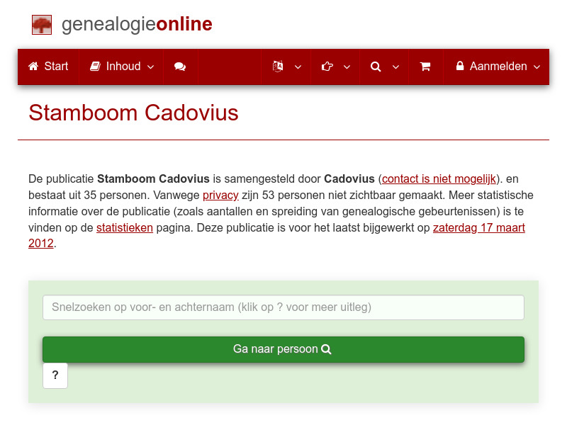 Screenshot van website