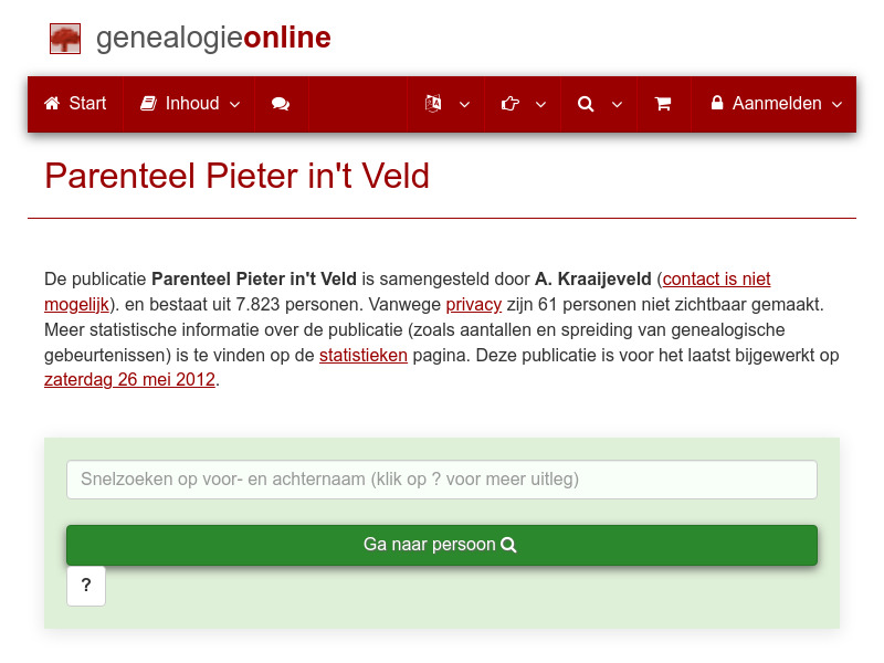 Screenshot van website