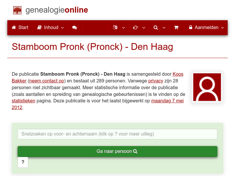 Screenshot van website