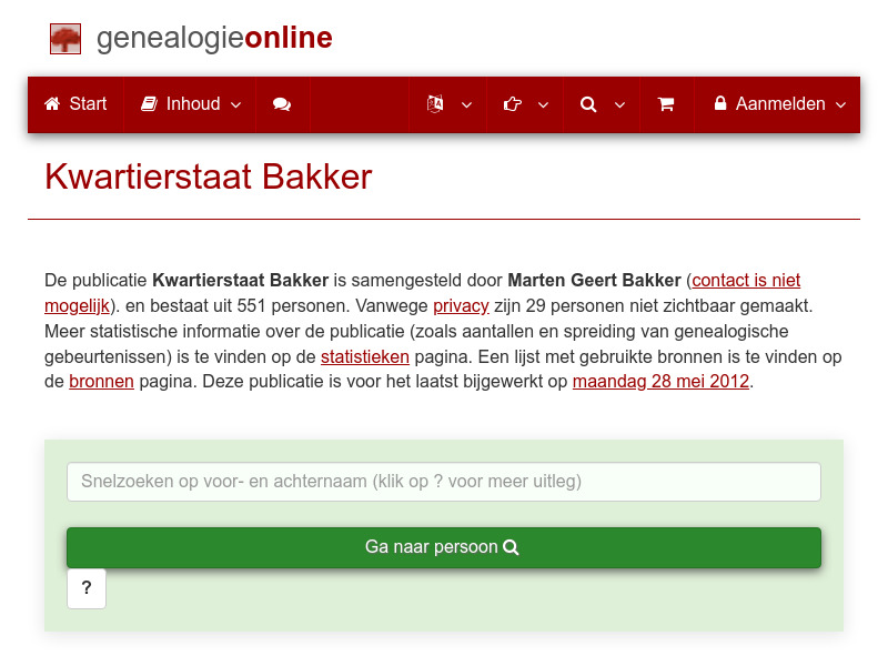 Screenshot van website